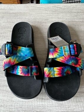 Chaco Chillos Slide tye-dye Sandals - Black Footbed
